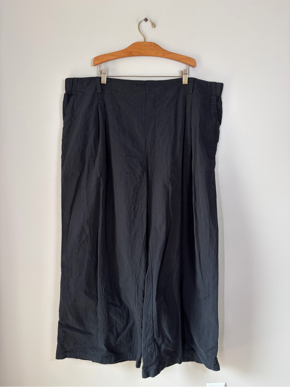 Halara Black High Waisted Pocket Wide Leg Flowy Casual Cotton Plus Size Pants - Picture 4 of 11